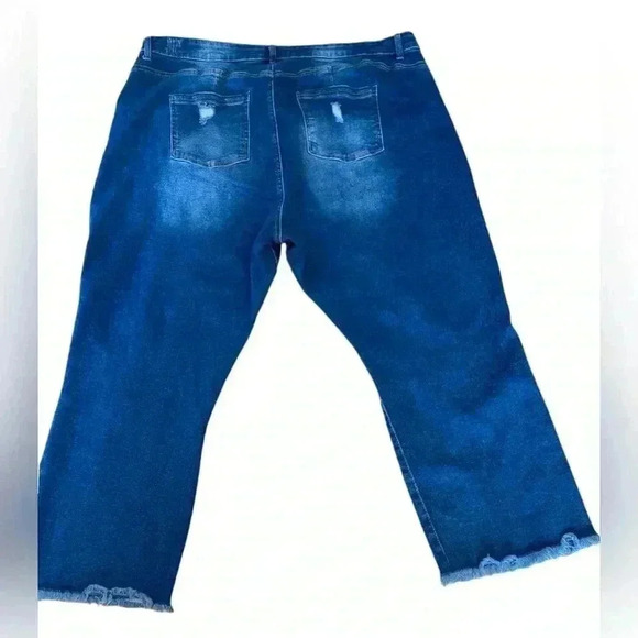 NWOT, My STYLE, Plus-Size Distressed Denim Jeans With Frayed Hem, 24W, Blue - Picture 8 of 9